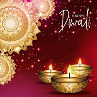 Gold Mandala for Happy Diwali Card vector
