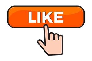LIKE button and finger click cursor vector