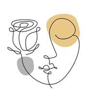 Abstract Woman face one line drawing vector