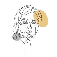 Abstract Woman face one line drawing. Portrait minimalistic style vector