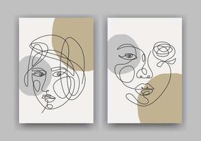 One line drawing woman face. Minimalism style poster vector