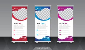 Plantilla de banner enrollable de negocios corporativos con diseño abstracto vector