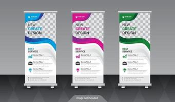 Corporate business roll up banner template with abstract design vector