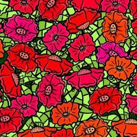 Red Poppy Textile Floral Pattern vector