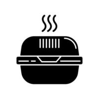 icono de glifo negro de caja de hamburguesa vector