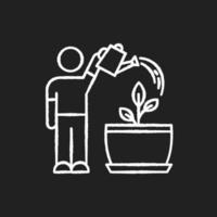 Watering sapling chalk white icon on black background vector