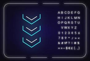 Scrolling down arrows button neon light icon vector