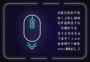 Desplácese hacia abajo el icono de luz de neón del mouse vector