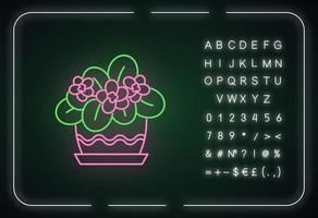 African violet neon light icon vector