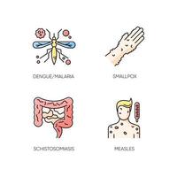 Contagious diseases RGB color icons set vector