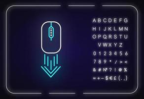 desplazamiento hacia abajo icono de luz de neón del ratón de la computadora vector