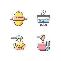 Cookery instructions RGB color icons set vector