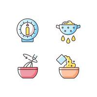 preparación de alimentos, rgb, color, iconos, conjunto vector