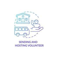 Sending and hosting volunteer organisations concept icon. vector