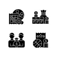 Participation in lottery black glyph icons set on white space vector