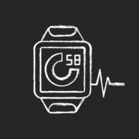 Online fitness activity tracker chalk white icon on dark background. vector