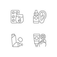 Improving disease symptoms linear icons set vector