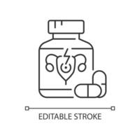 Pills for period cramps linear icon vector