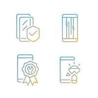 Common phone breakdowns gradient linear vector icons set