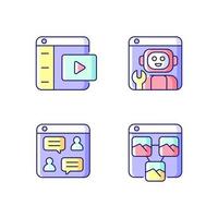 Digitization in business RGB color icons set vector