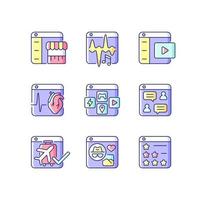 Digital platforms RGB color icons set vector