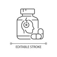 Pills for headache linear icon vector