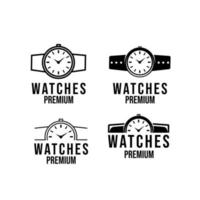 Establecer colección reloj diseño de icono de logotipo de lujo vintage vector