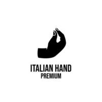 piña italiana gesto de la mano diseño de icono de logotipo negro vector