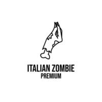 Diseño de icono de logotipo de gesto de mano de piña de zombi italiano vector