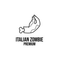 Diseño de icono de logotipo de gesto de mano de piña de zombi italiano vector