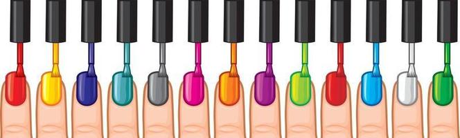 esmalte de uñas en diferentes colores vector