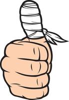 Bandaged Finger Thumb Up vector