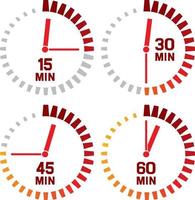conjunto de iconos de reloj rojo vector