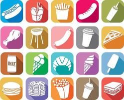 colección de iconos planos de comida rápida vector