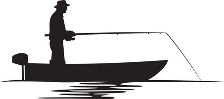 pescador, en, un, barco, silueta vector