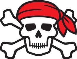 Pirate Skull Red Bandana and Bones vector