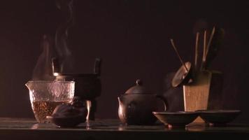 Chinese tea ceremony in the dark video