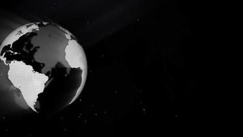 globe noir et blanc en rotation sur fond sombre