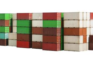 Stack of Containers Cargo on white background with clipping path photo