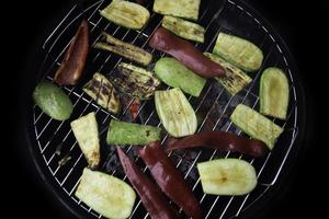 different vegetables on grill. close-up photo
