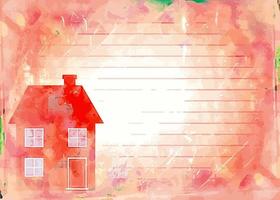 Watercolor Grunge House Note Paper vector