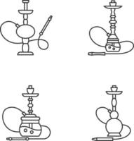 Hookah pixel perfect linear icons set vector