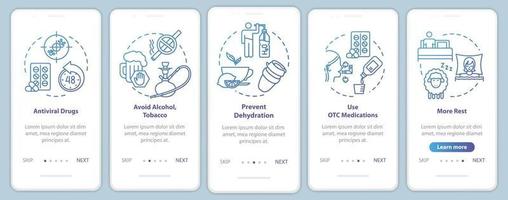Avoid bad habits onboarding mobile app page screen with concepts vector