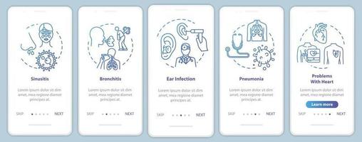 Lung disease onboarding mobile app page screen with concepts vector