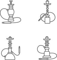 Hookah pixel perfect linear icons set vector