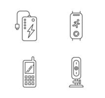 Mobile devices pixel perfect linear icons set vector