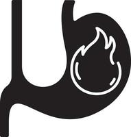 Heartburn black glyph icon vector