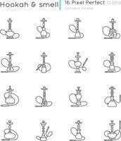 Hookah pixel perfect linear icons set vector