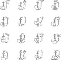 Hookah with odor pixel perfect linear icons set vector