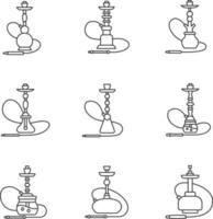 Hookah pixel perfect linear icons set vector